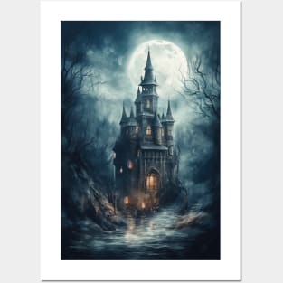 Gothic Futurism Castle in the Old Ancient Forest Posters and Art